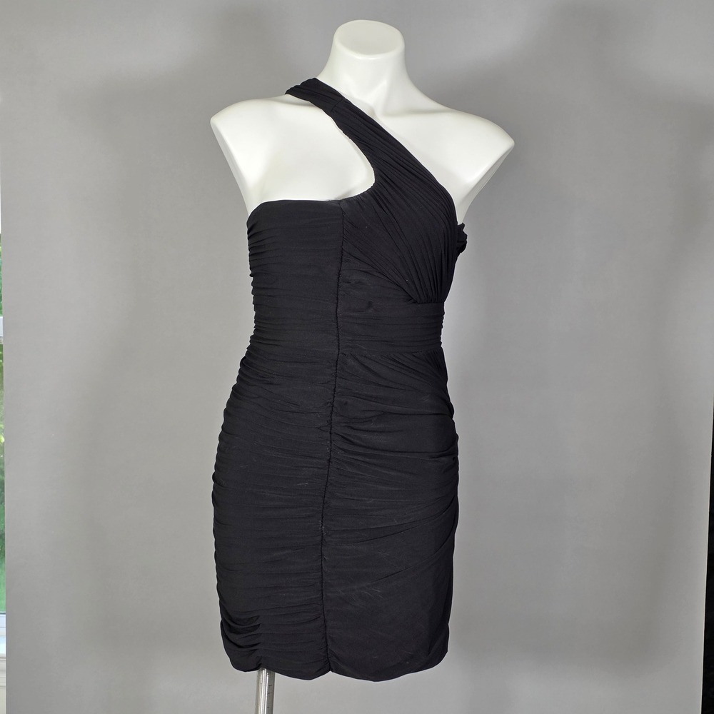 Laundry‎ by Shelli Segal One Shoulder Dress Women Black Ruched Cocktail 6